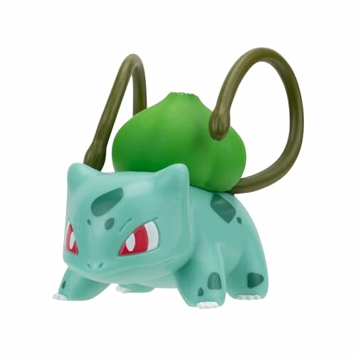 Speelgoedfiguur van Bulbasaur, een groen Pokémon karakter.