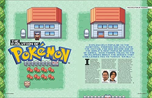 Cover van een tijdschrift over de evolutie van Pokémon met een retro videogame-ontwerp.