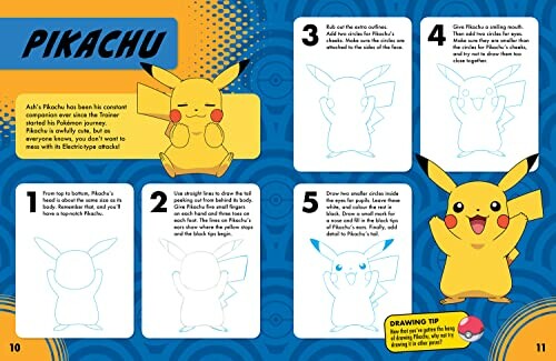 Stapsgewijze handleiding voor het tekenen van Pikachu.