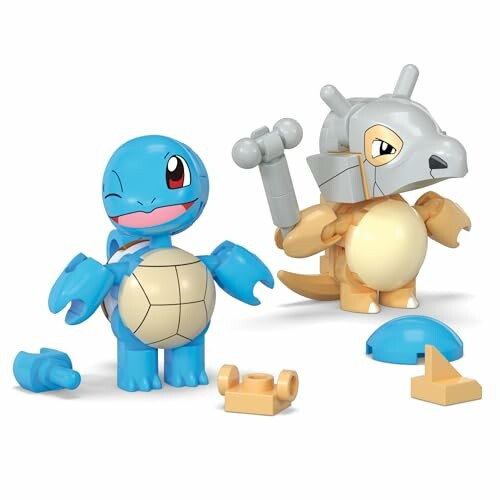 Bouwbare figuren van Squirtle en Cubone in LEGO-stijl