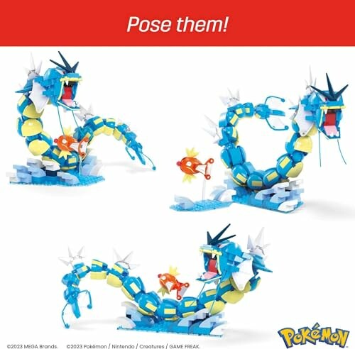 Bouwmodel van Gyarados en Magikarp figuren van Mega Construx.