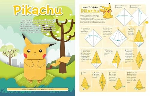 Instructies voor het maken van een Pikachu origami.