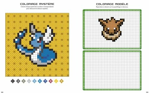 Kleurplaat puzzel met pixelafbeeldingen van Pokémon