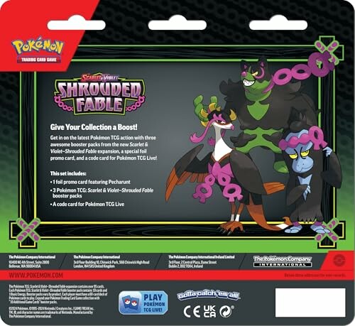 Achterkant verpakking van Pokémon TCG Shrouded Fable-set