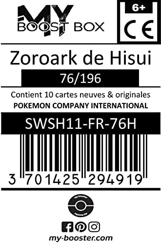 Zoroark de Hisui kaart met CE-markering en barcode